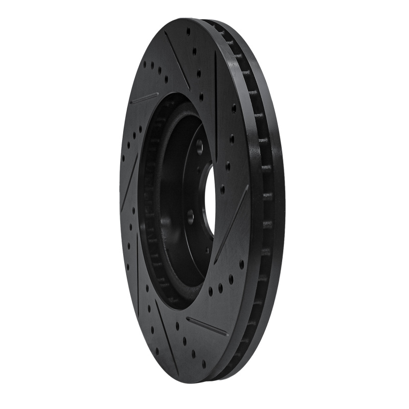 Acura TL Brake Rotor (1) - Front Left - R1 Concepts - Drilled & Slotted - Black - `09-`14